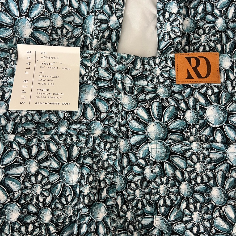 Ranch Dress'n Blue Floral Women's Flare Jeans - Picture 3 of 3